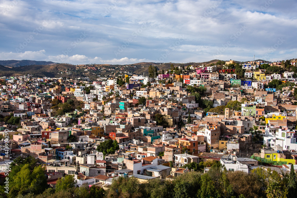 Fototapeta premium Stunning view over Guanajuato City and baseball stadium, Guanajuato State, Mexico