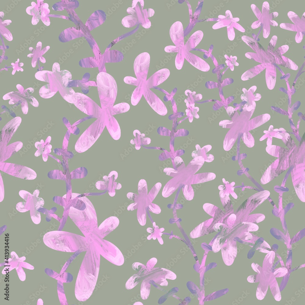Seamless pattern. Romantic pastel flowers on a pink background. Endless background for textile, fabric, clothing, packaging. Seamless pattern. Romantic pastel flowers on a pink background. Endless background for textile, fabric, clothing, packaging.