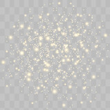 yellow sparks glitter special light effect. Vector sparkles on transparent background. Christmas abstract pattern. Sparkling magic dust particles