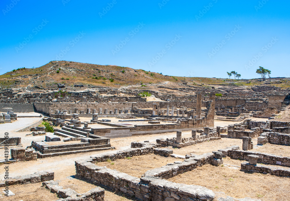 Ruins of Kameiros ancient city in Rhodes island, Greece