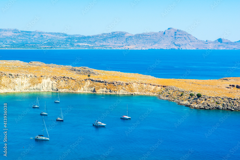 Lindos Bay on the Rhodes island, Greece Lindos Bay on the Rhodes island, Greece