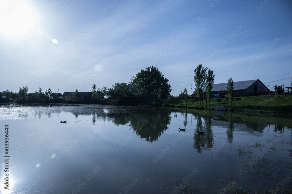 Obraz premium Beautifullake Azerbaijan outdoor. Early summer time. Caucasus