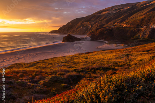 dramatic landscape photo of Big Sur,California during summer.
