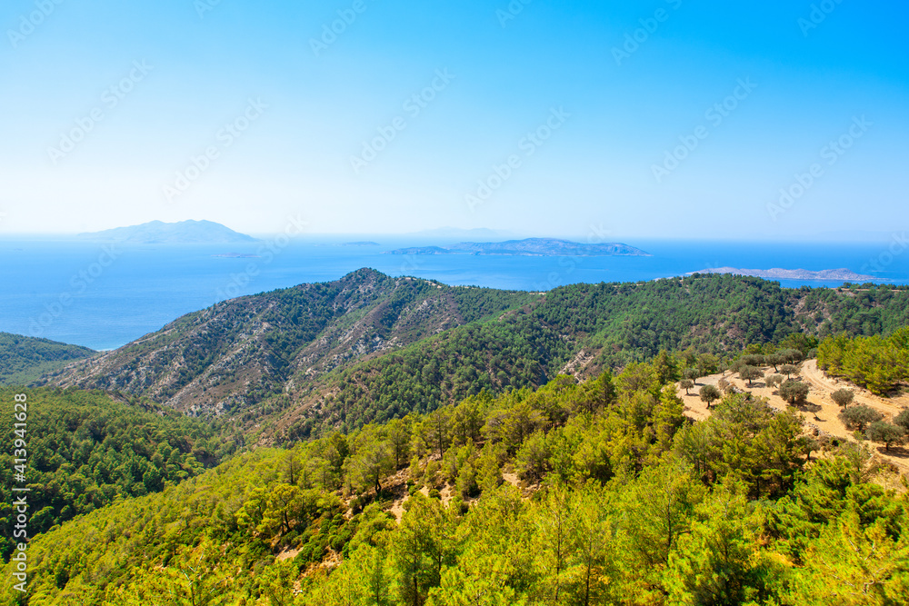Naklejka premium Landscape of the coast of Rhodes island