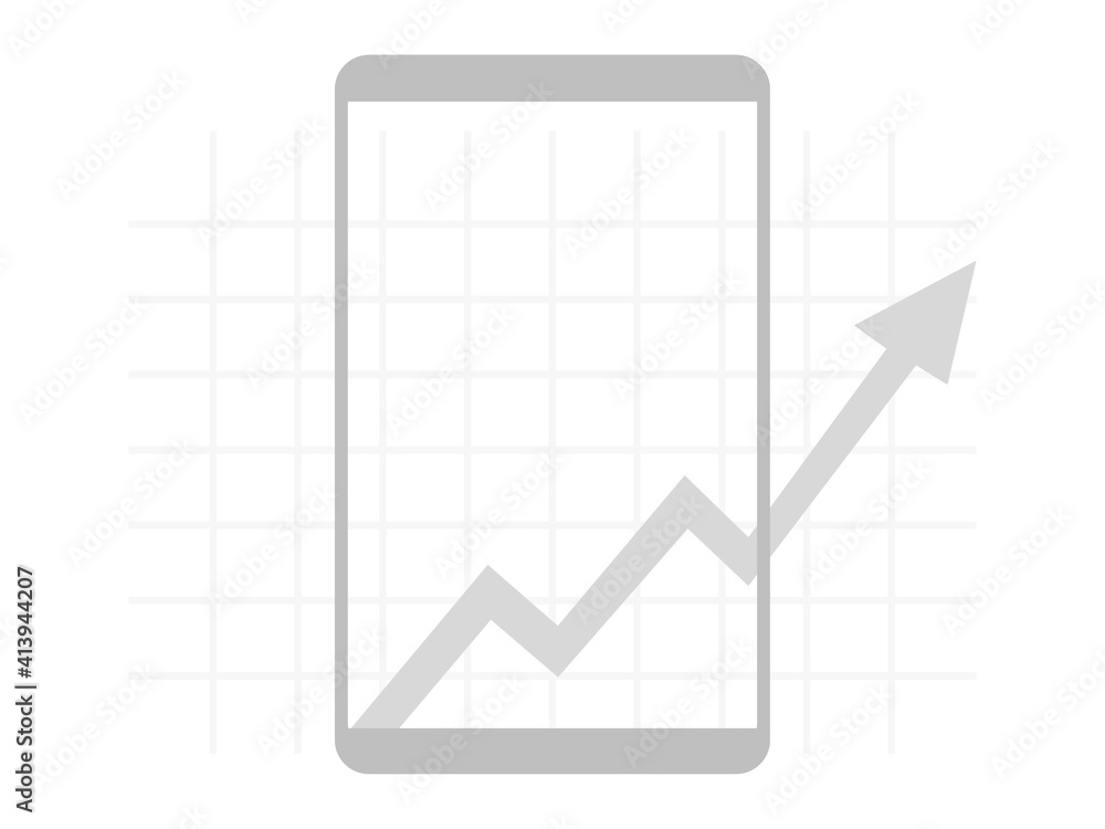 Business investment, rising graph on screen vector flat illustration. Growing line graph and arrow, increasing income, successful business strategy, earning money. Financial analysis concept.