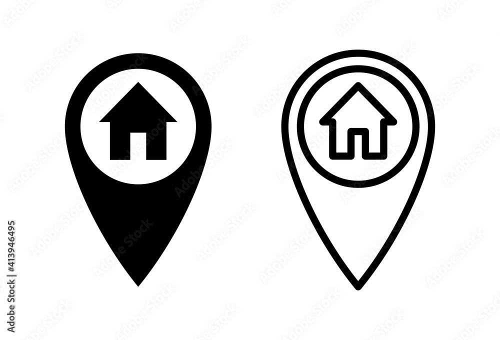 Address icon set. home location icon vector Address icon set. home location icon vector