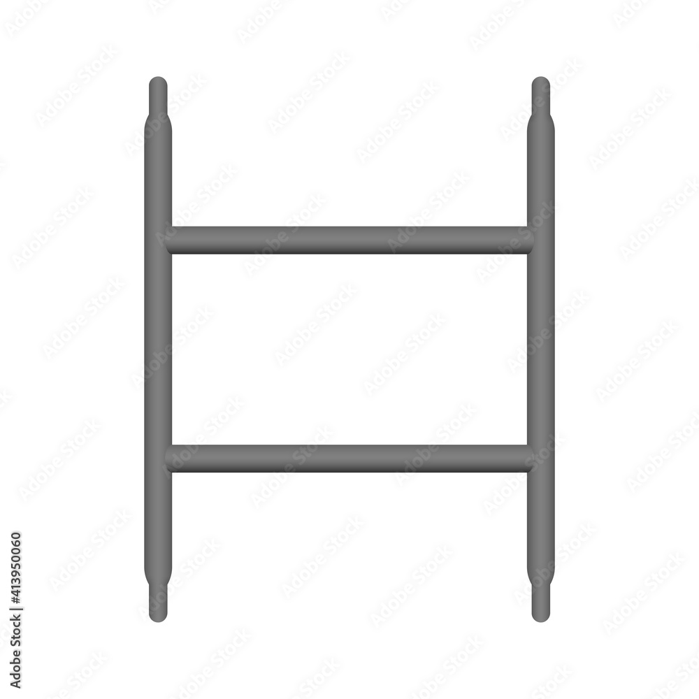 Main frame or H-frame vector icon. Horizontal type. Accessory, component or part of scaffolding system. Safety equipment use to built stage, temporary working platform for high building construction. Main frame or H-frame vector icon. Horizontal type. Accessory, component or part of scaffolding system. Safety equipment use to built stage, temporary working platform for high building construction.