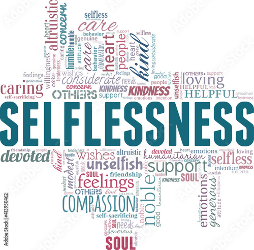 Selflessness vector illustration word cloud isolated on a white background.