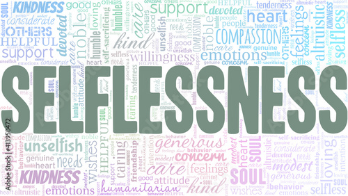 Selflessness vector illustration word cloud isolated on a white background.