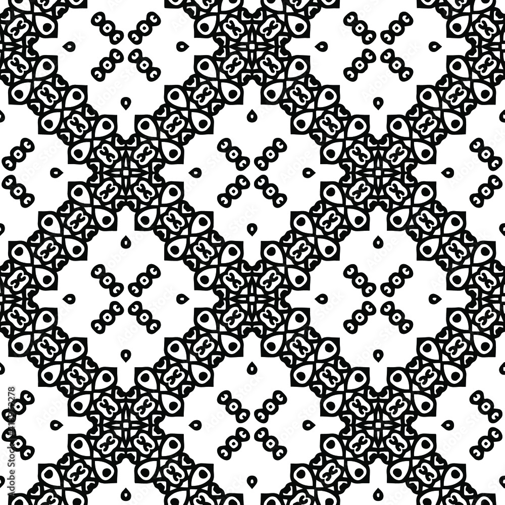 Geometric vector pattern with triangular elements. Seamless abstract ornament for wallpapers and backgrounds. Black and white colors. Geometric vector pattern with triangular elements. Seamless abstract ornament for wallpapers and backgrounds. Black and white colors.