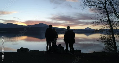 Drone Shot of People Infront of a Lake