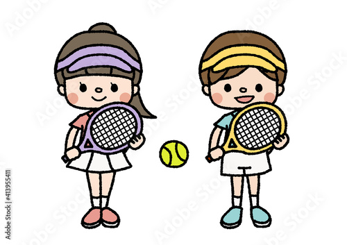 テニス部員のイラスト　習い事・部活・趣味　カラー