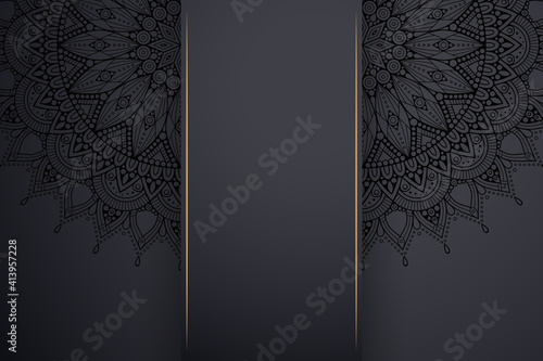 Luxury dark gold mandala ornament template