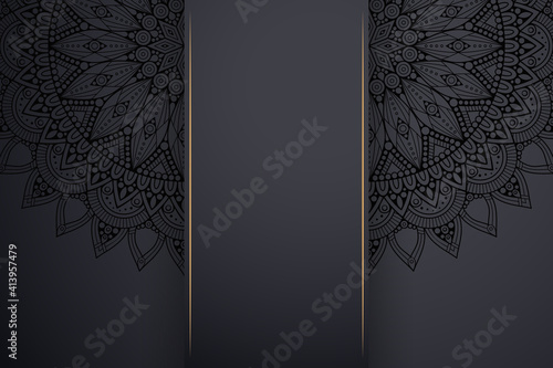 Luxury dark gold mandala ornament template