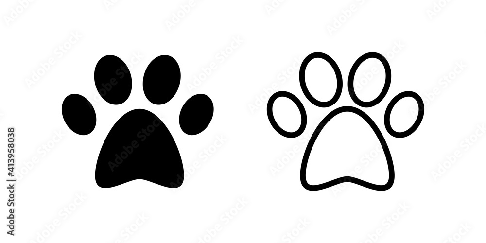 Paw icon set. paw print icon vector. dog or cat paw Paw icon set. paw print icon vector. dog or cat paw
