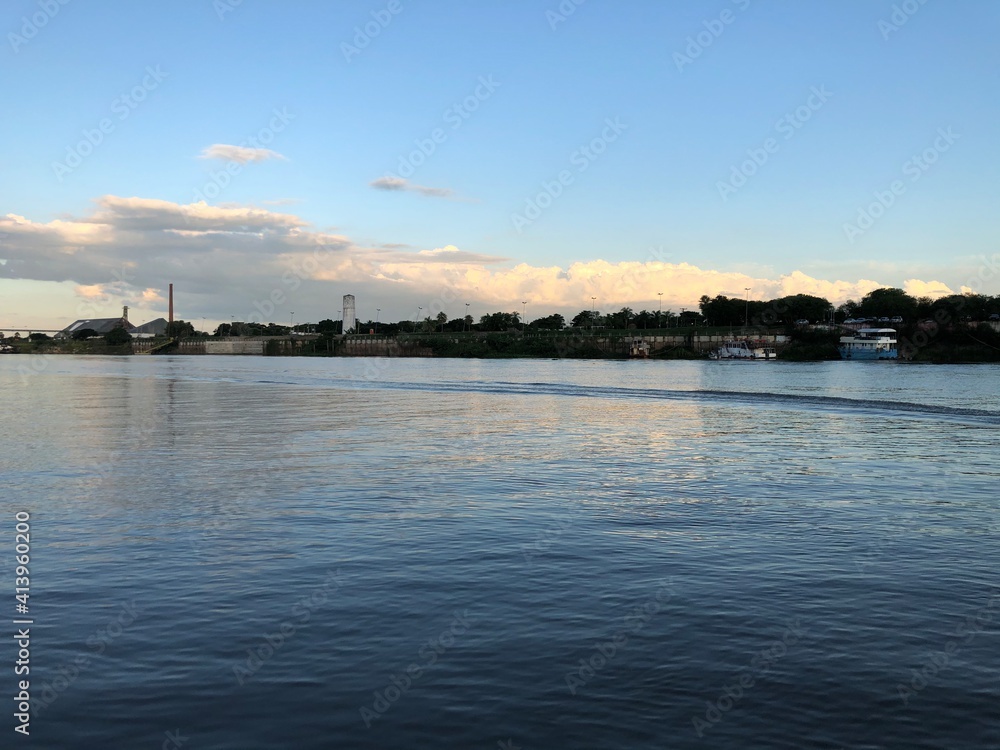 sunset over the river