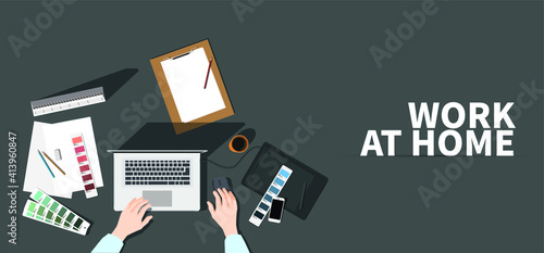 Concept illustration vector of work at home.