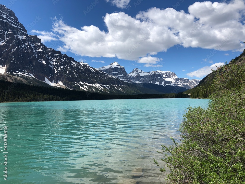 Beautiful alpine Bow Lake in Banff National Park, Alberta, Canada - Icefields Parkway