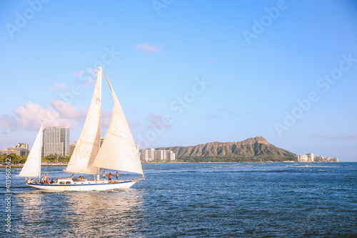 Sailboat in the sea, Honolulu, Oahu, Hawaii