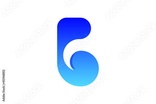 abstract letter b wave logo vector
