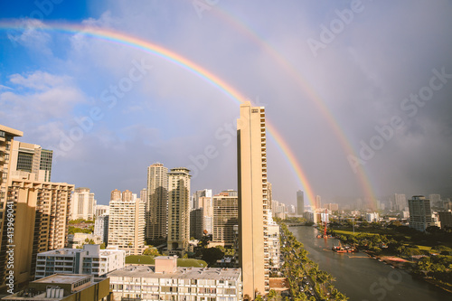 Rainbow in the sky, Honolulu, Oahu, Hawaii | Nature Landscape