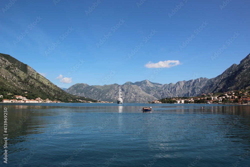 Boats on the Bay of Kotor, Montenegro.