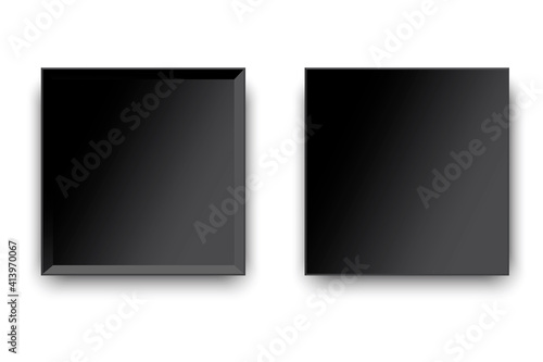 Black box in realistic style. Realistic 3d object. Mockup template. Empty open gift box template. Stock image. EPS 10.