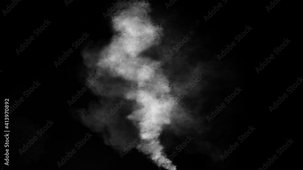 Fototapeta premium Explosion chemistry smoke bomb on isolated background. Freezing dry fog bombs texture overlays.