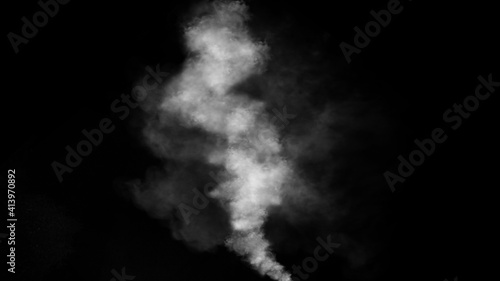Explosion chemistry smoke bomb on isolated background. Freezing dry fog bombs texture overlays. © Victor