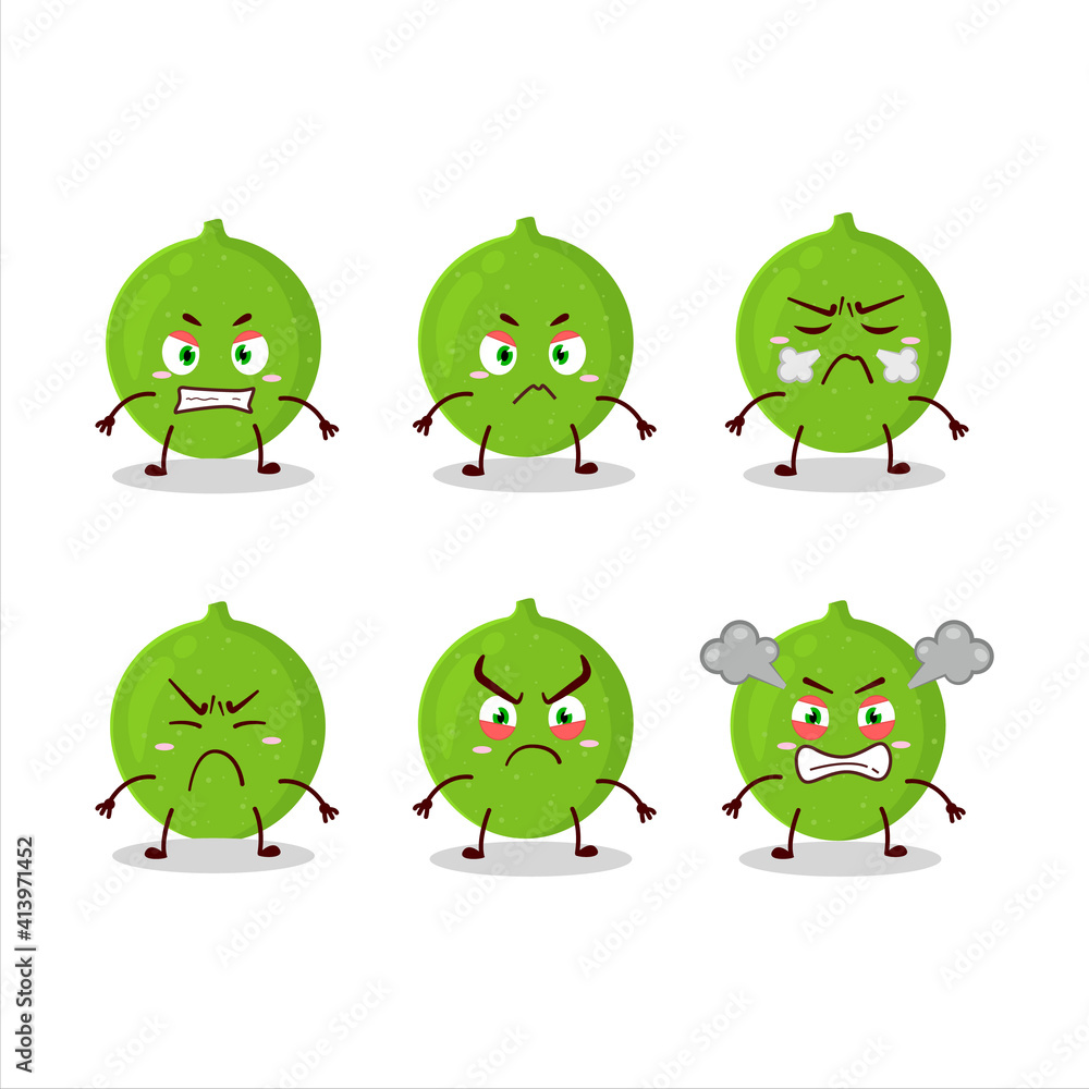 Alibertia fruit cartoon character with various angry expressions Alibertia fruit cartoon character with various angry expressions