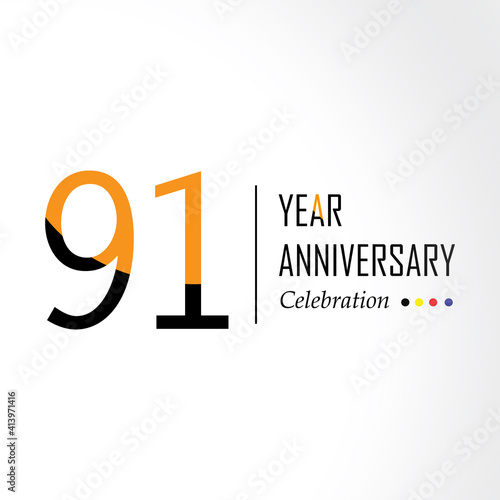 Year Anniversary Vector Template Design Illustration Black Orange Elegant White Background © Faizun