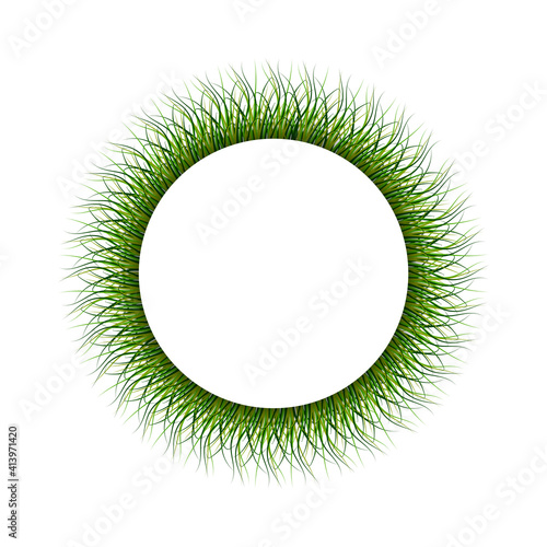 Abstract circle green grass. Nature vector illustration. Spring wedding invitation. Stock image. EPS 10.
