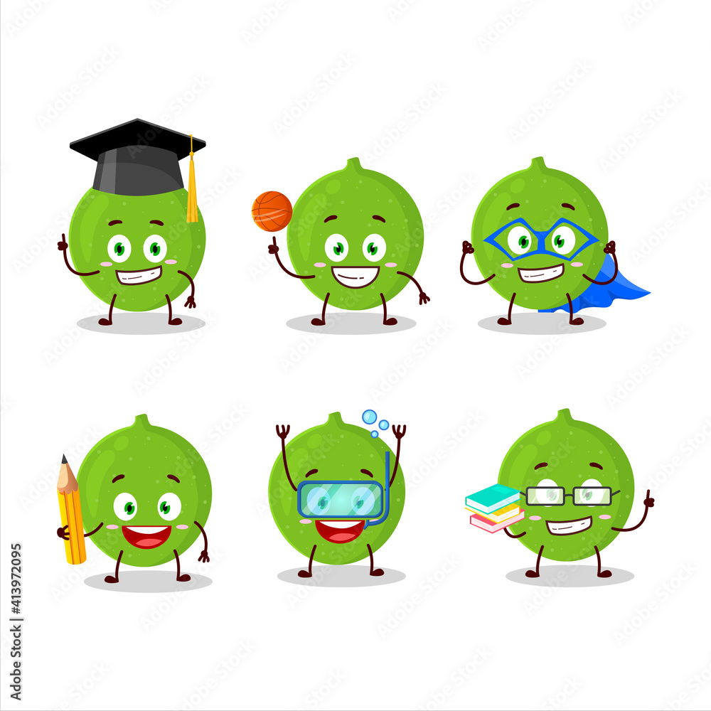 School student of alibertia fruit cartoon character with various expressions School student of alibertia fruit cartoon character with various expressions