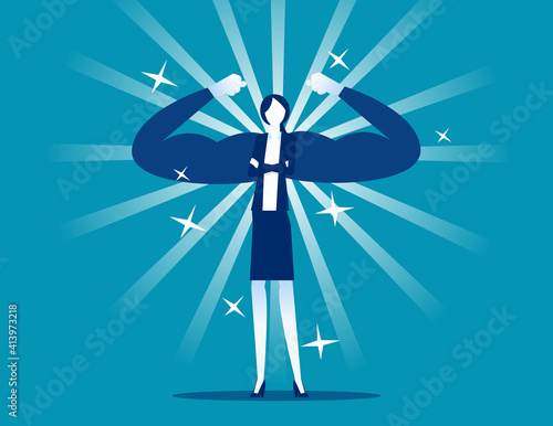 A woman standing with showing confidence and power