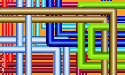 Background of mixed pipes of various colors