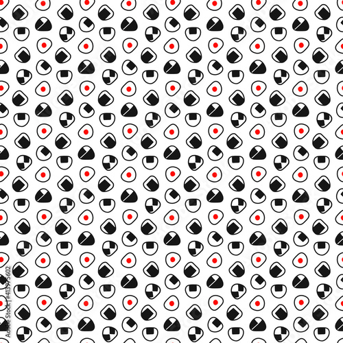 シンプルかわいいおにぎり柄（ベクター・シームレス）／Simple cute Japanese meal "onigiri" pattern(Vector・ Seamless)