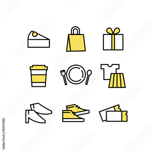 ショッピングのアイコン素材セット