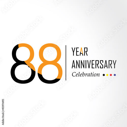 Year Anniversary Vector Template Design Illustration Black Orange Elegant White Background