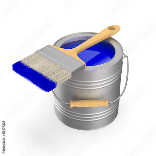 brush and can with colour o...