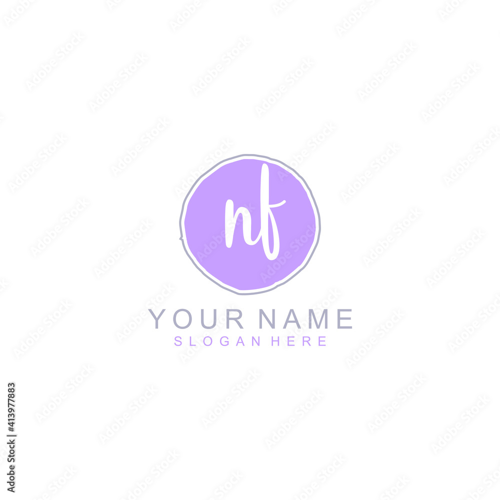 NF Initial handwriting logo template vector NF Initial handwriting logo template vector
