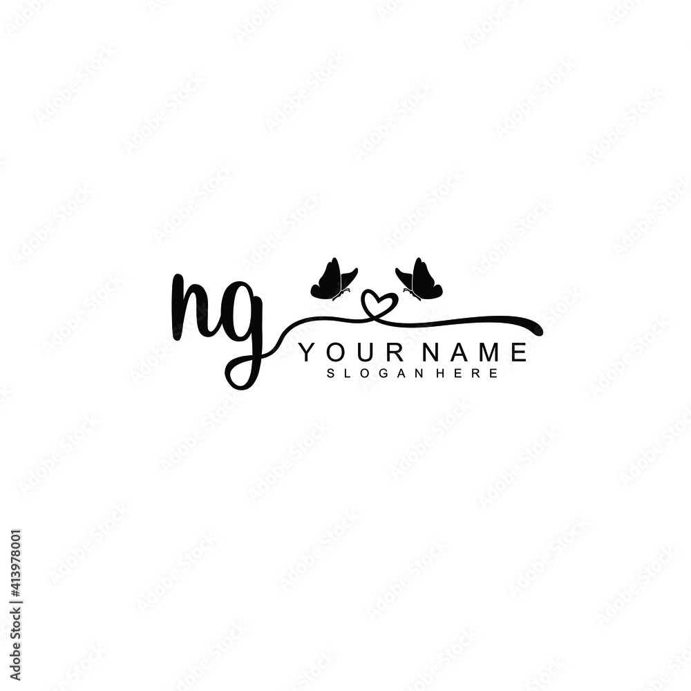 NG Initial handwriting logo template vector NG Initial handwriting logo template vector