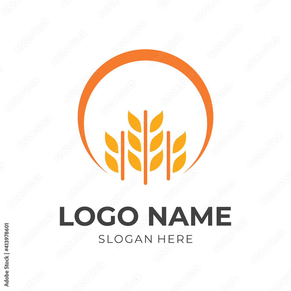 wheat logo design flat gold color style