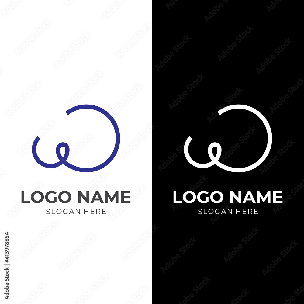 Fototapeta premium letter W logo concept vector flat blue and white color style