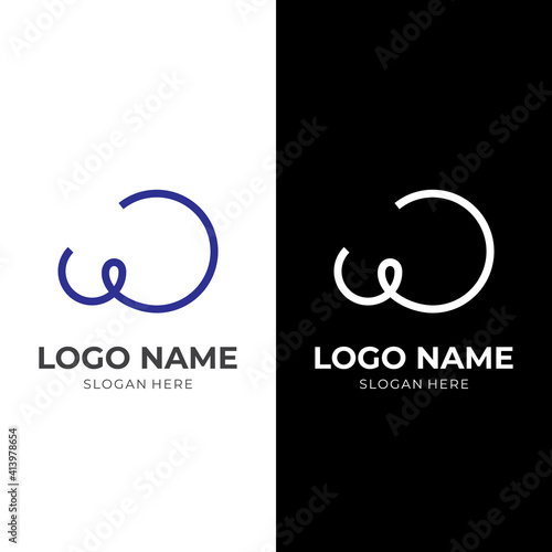 letter W logo concept vector flat blue and white color style
