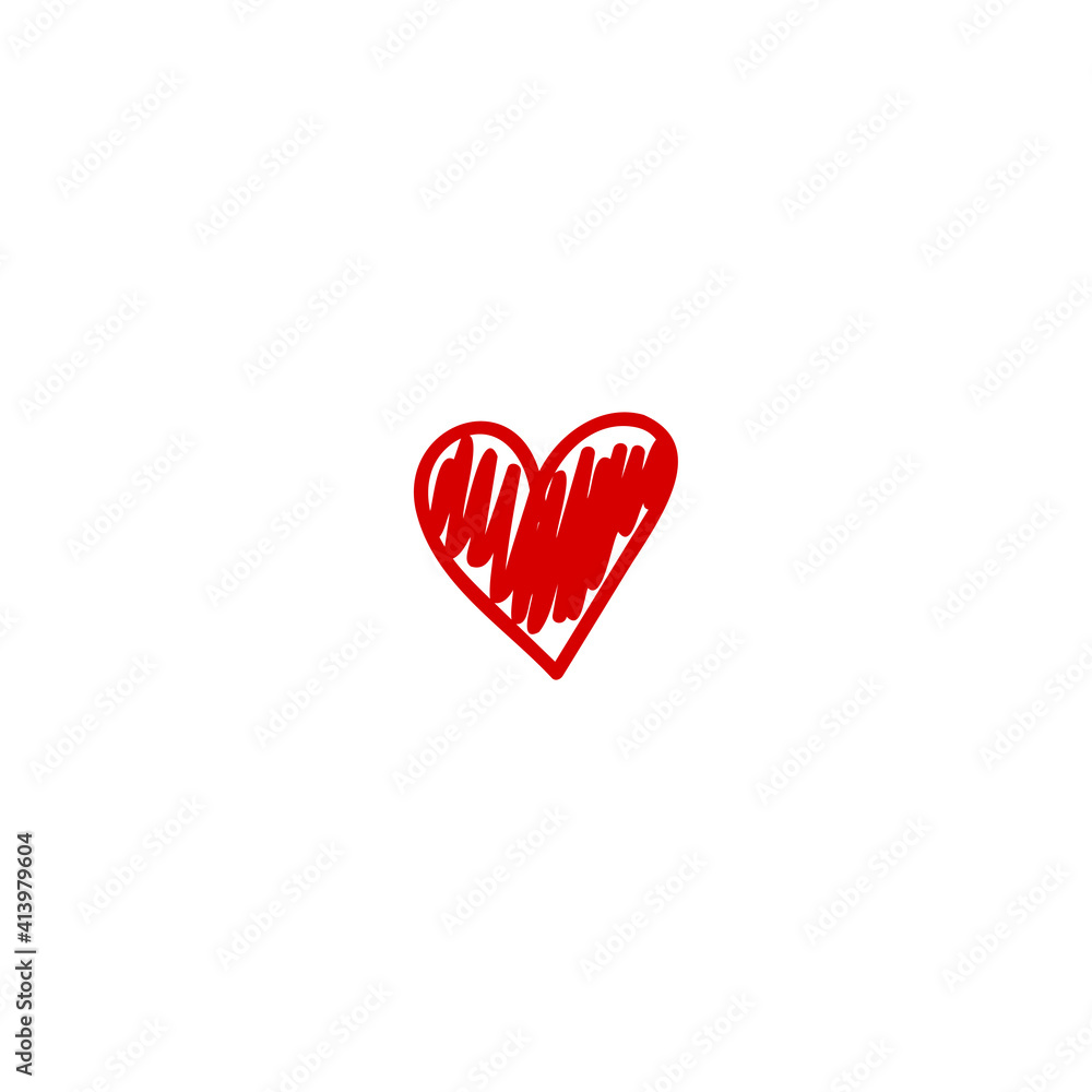 Red hand drawn heart shape vector isolated on white background Red hand drawn heart shape vector isolated on white background