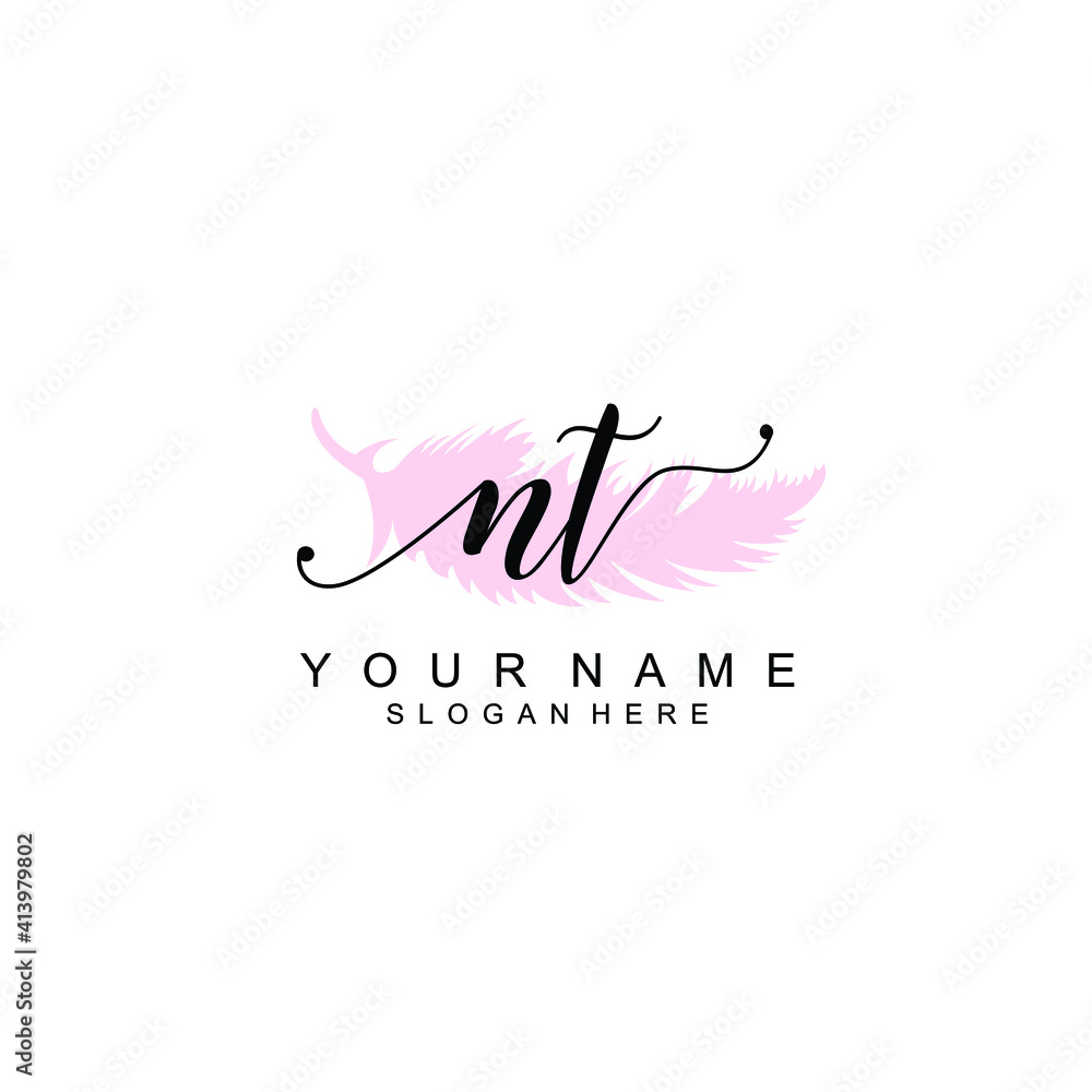 NT Initial handwriting logo template vector NT Initial handwriting logo template vector