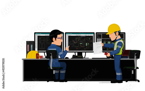 An industrial worker is request some document from his Colleague
