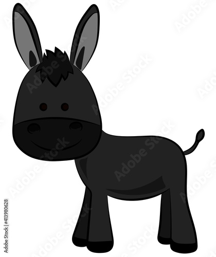 cute lovely gray donkey cartoon