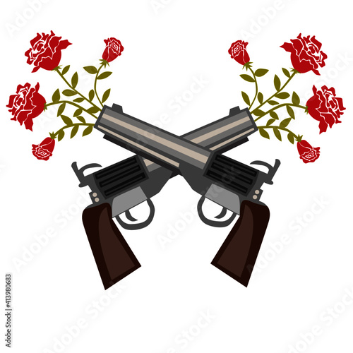 Pistola y rosas