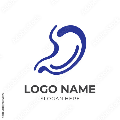abstract stomach logo template flat blue color style